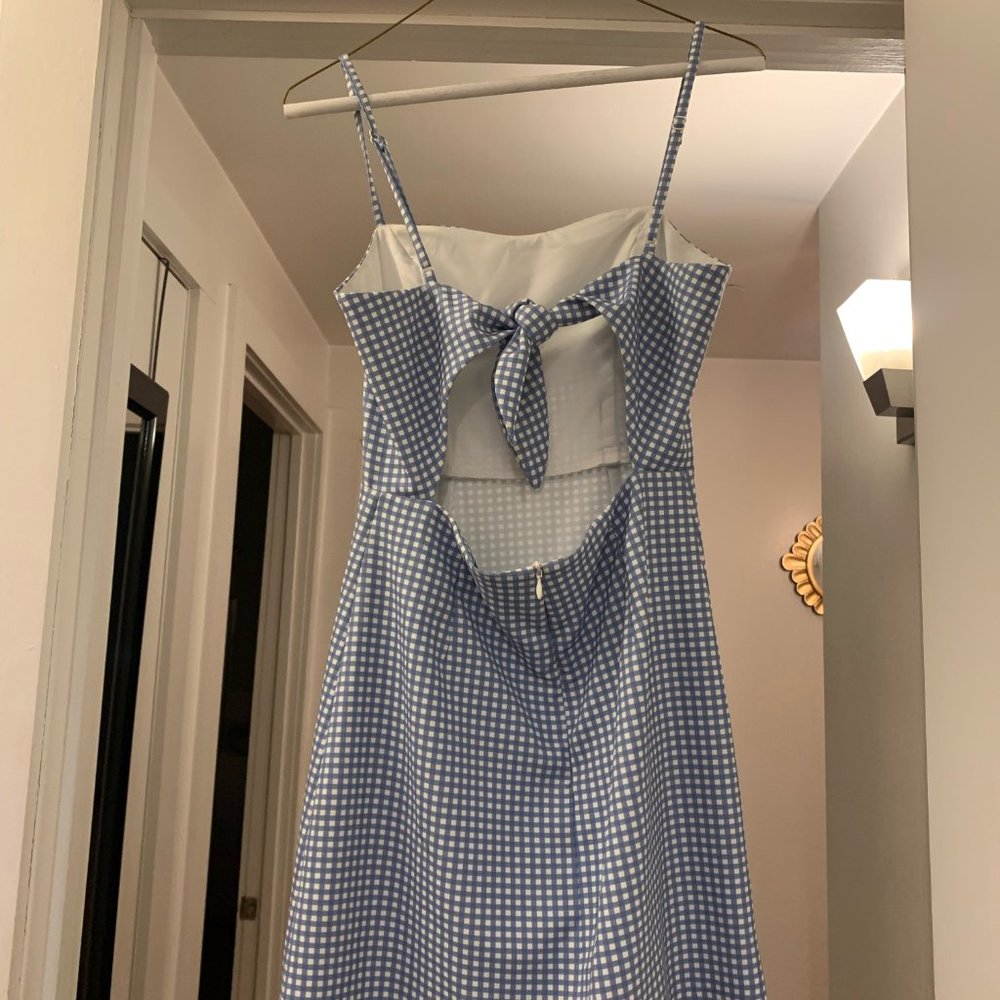 French Connection Blue Gingham Tie-Back Mini Dress - Picture 7 of 7